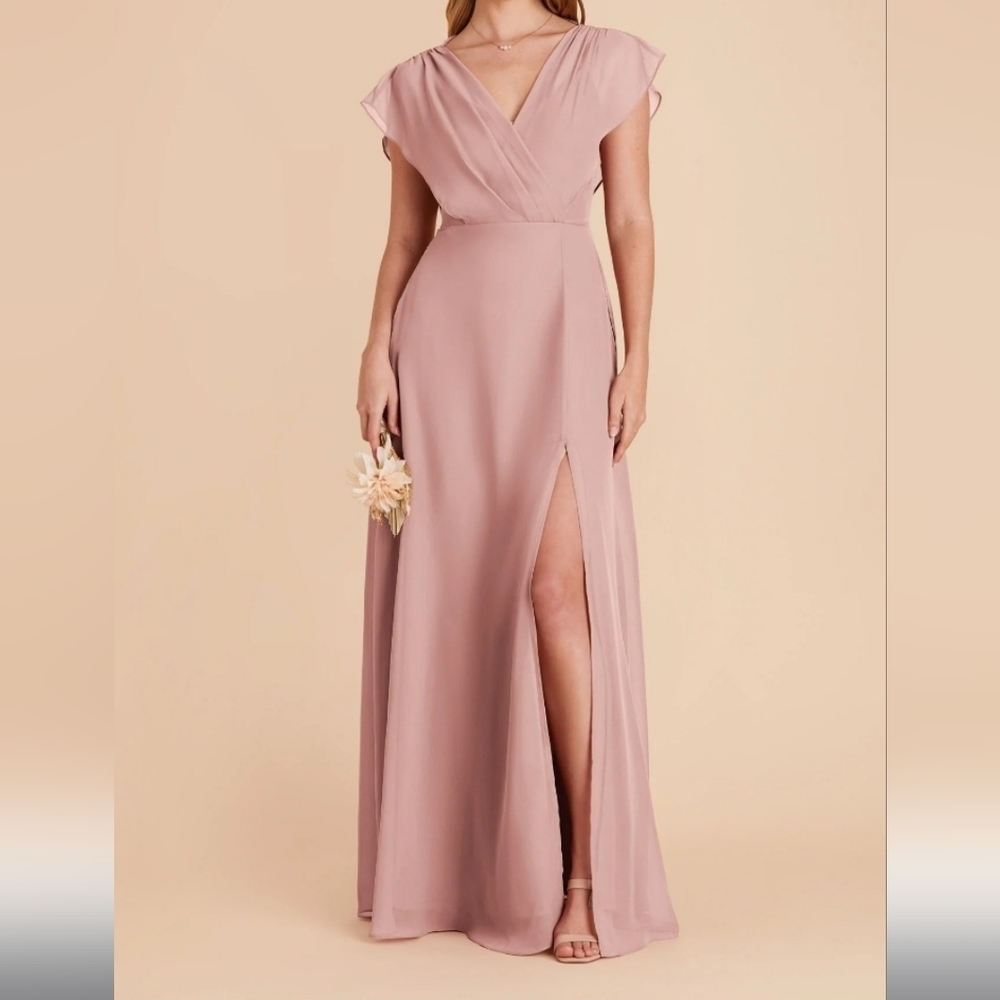 Birdie Grey Violet Chiffon Maxi Dress with Side Slit Size M NwT.
